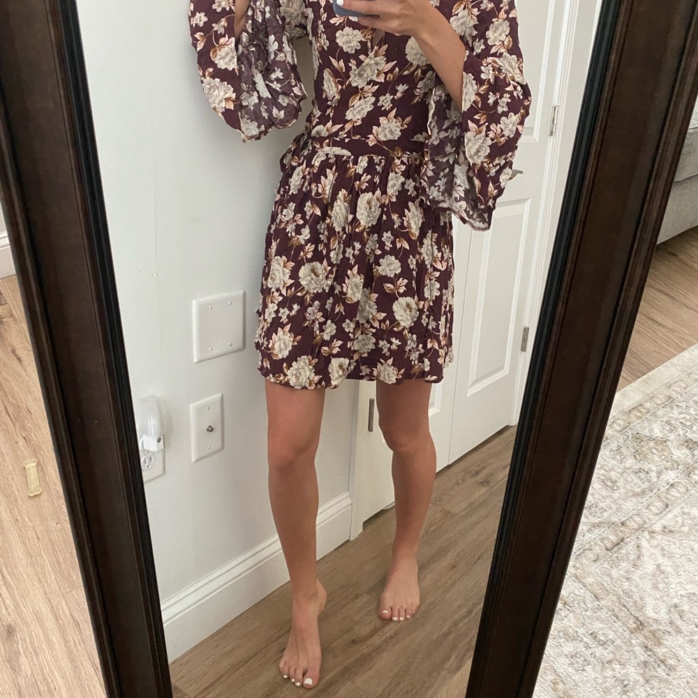Floral Maroon wrap dress